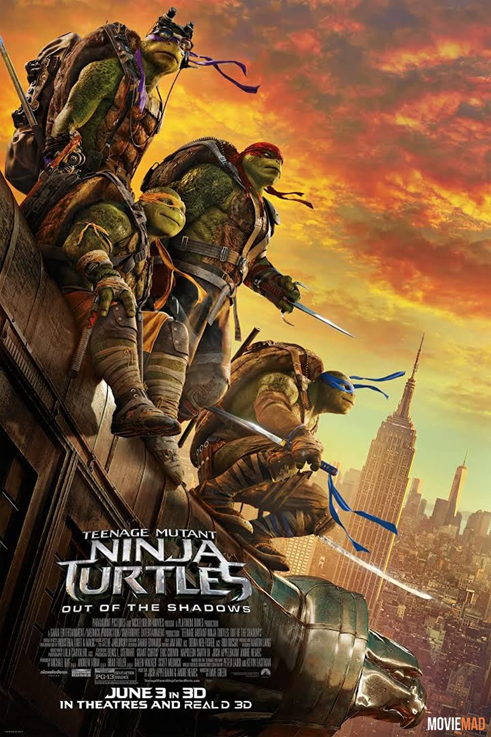 Teenage Mutant Ninja Turtles Out of the Shadows 2016 Hindi Dubbed BluRay Full Movie 720p 480p Movie download